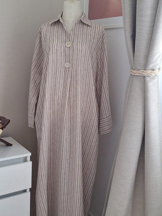 robe rayure beige